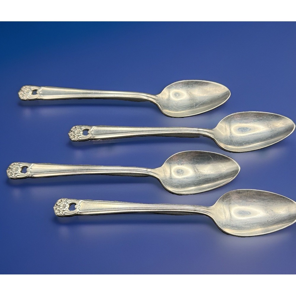 VTG 1847 Rogers Bros ETERNALLY YOURS Teaspoon Spoons Silverplate 6" L Set of 4